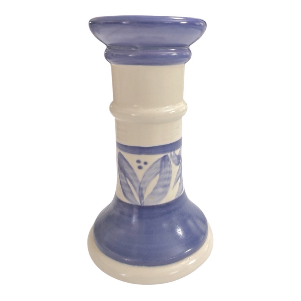 Pfaltzgraff Villa Flora Candlestick Holder, Vintage Blue Pfaltzgraff